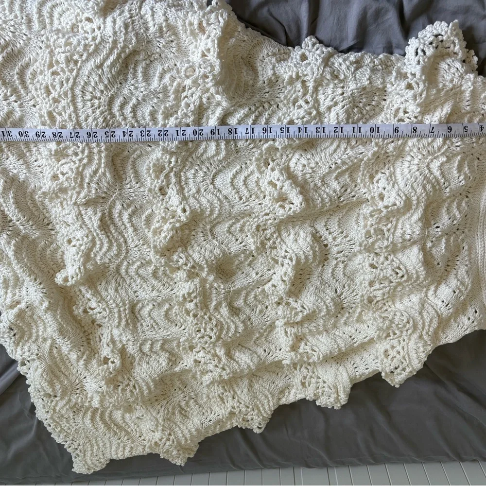 Oscar De La Renta Crochet Boho White Skirt Size XL - Picture 5 of 5